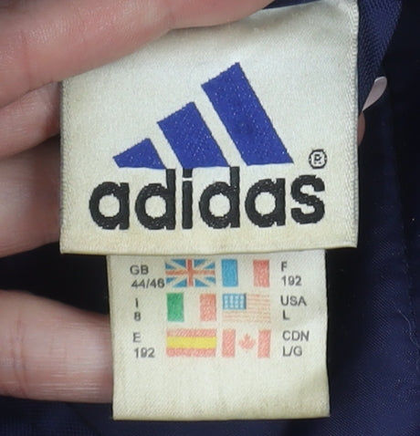 Adidas Men's Blue L Puffer Jacket Waterproof Nylon Polyester