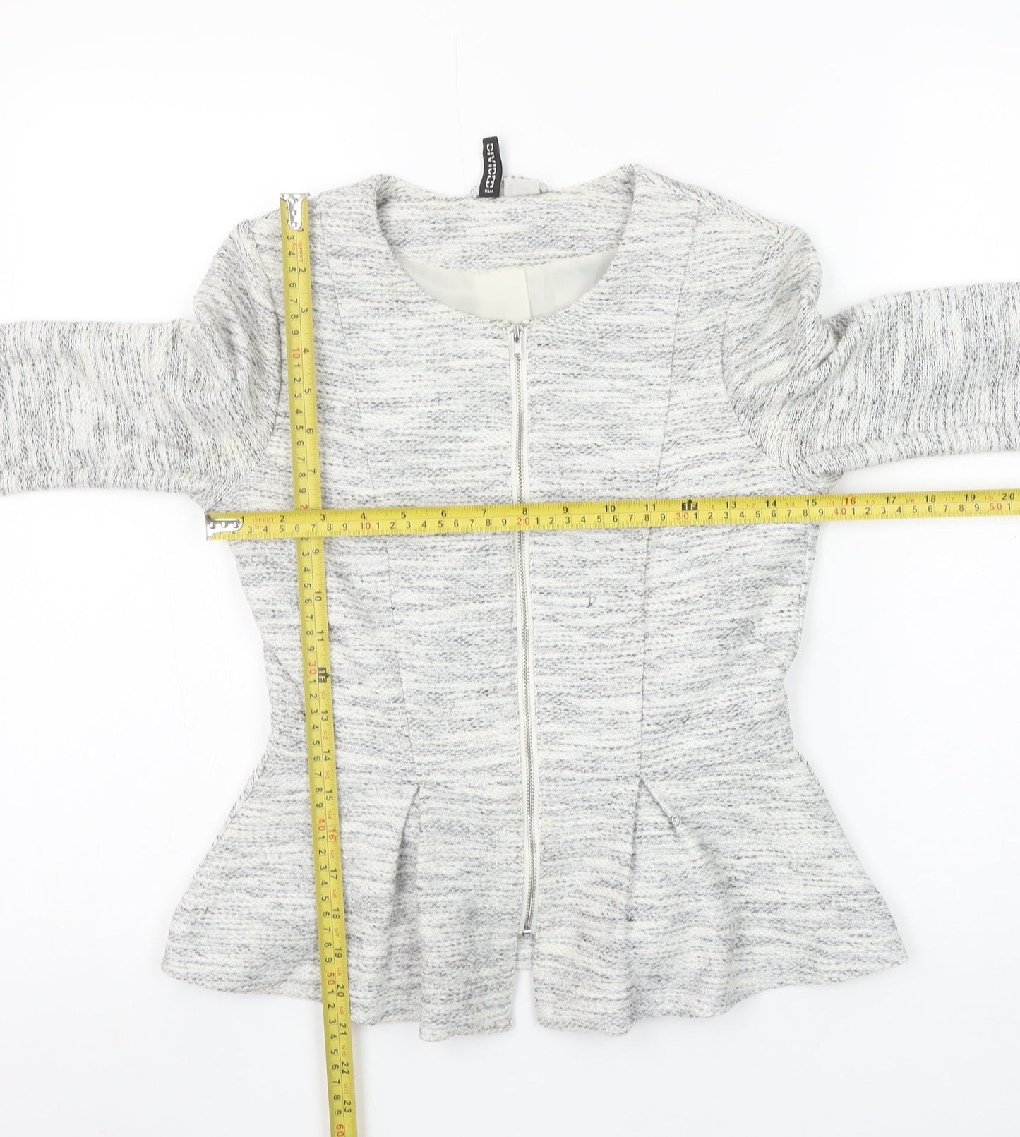 H&M Divided Women's Grey Peplum Zip Suit Jacket Size 8