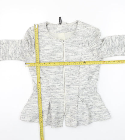 H&M Divided Women's Grey Peplum Zip Suit Jacket Size 8