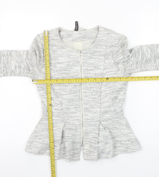 H&M Divided Women's Grey Peplum Zip Suit Jacket Size 8