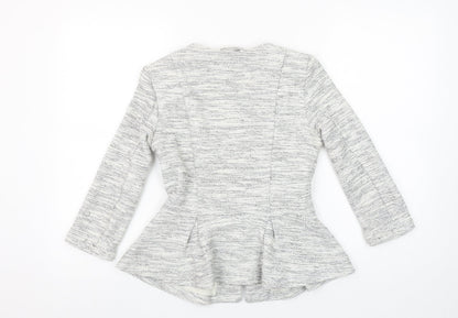 H&M Divided Women's Grey Peplum Zip Suit Jacket Size 8