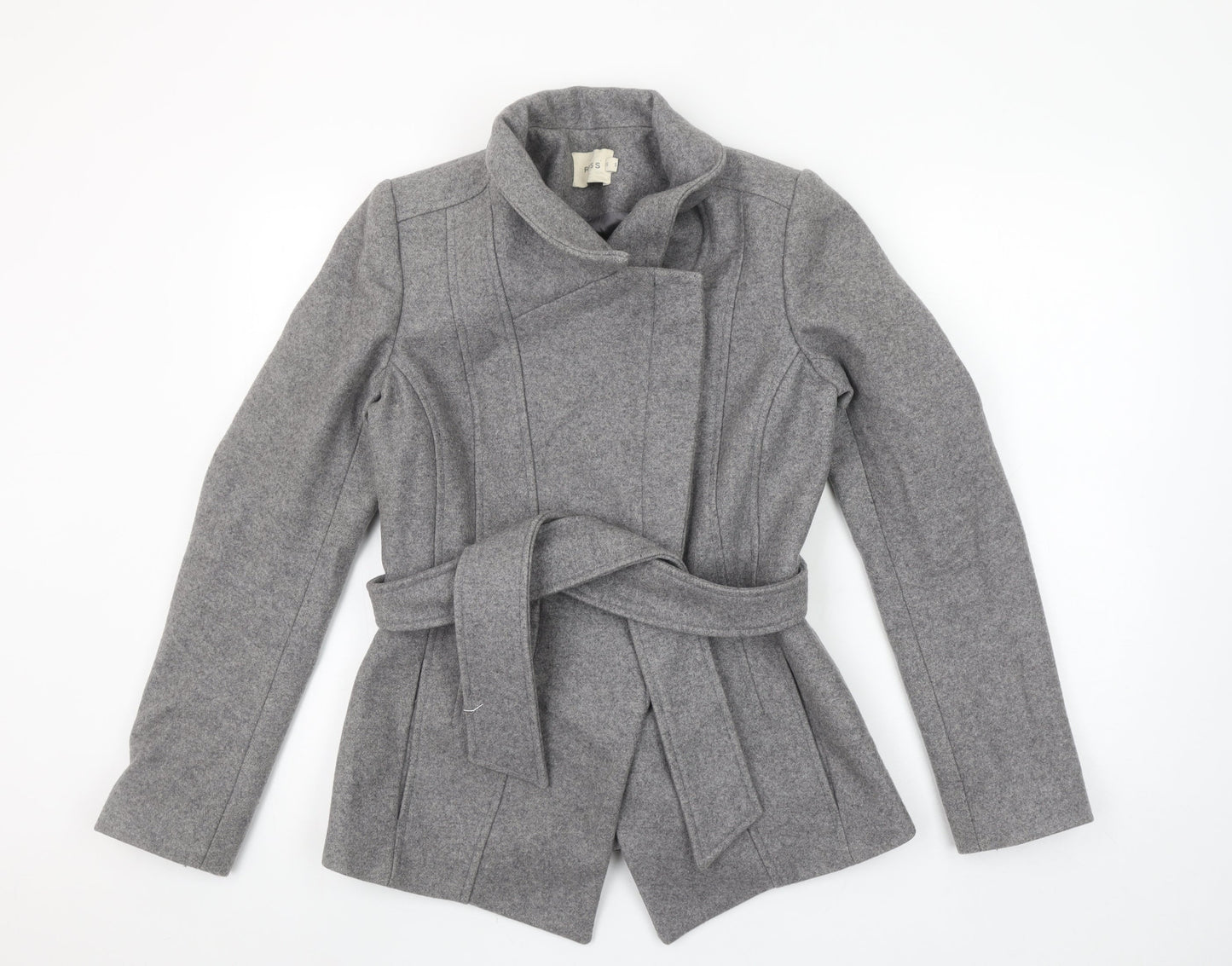 Reiss Women’s Grey Wool Belted Mid-Length Coat Size S