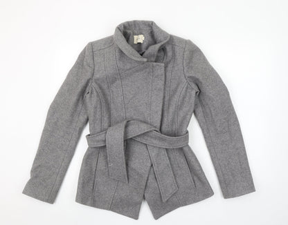 Reiss Women’s Grey Wool Belted Mid-Length Coat Size S