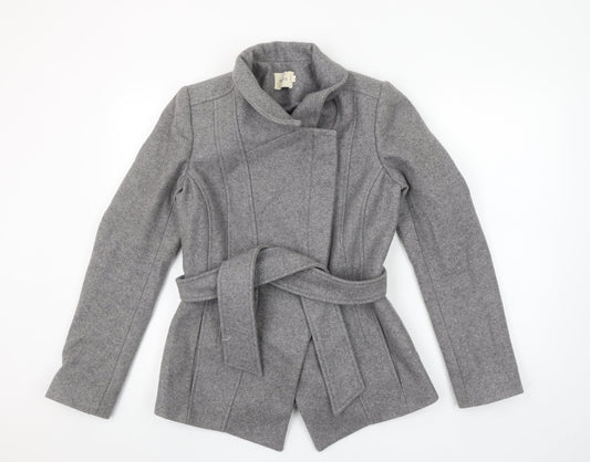 Reiss Women’s Grey Wool Belted Mid-Length Coat Size S