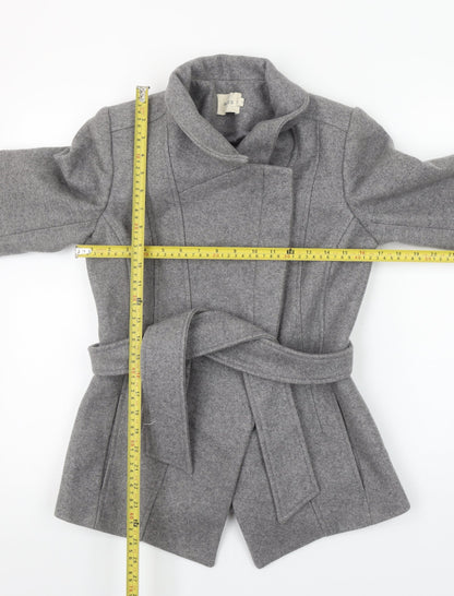 Reiss Women’s Grey Wool Belted Mid-Length Coat Size S