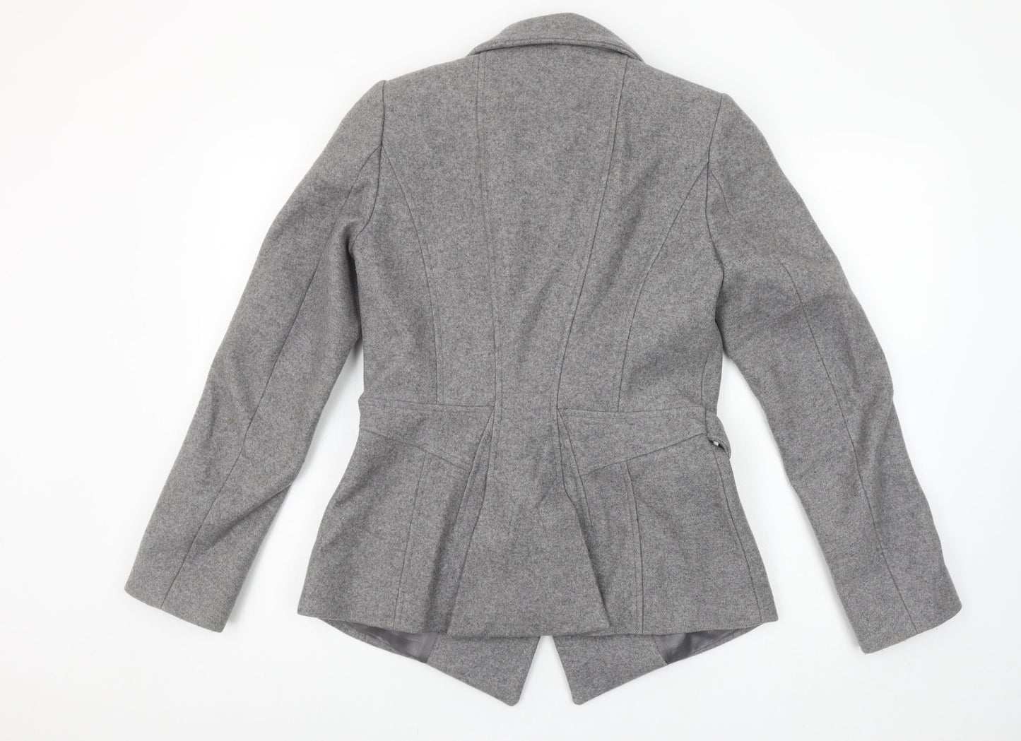 Reiss Women’s Grey Wool Belted Mid-Length Coat Size S
