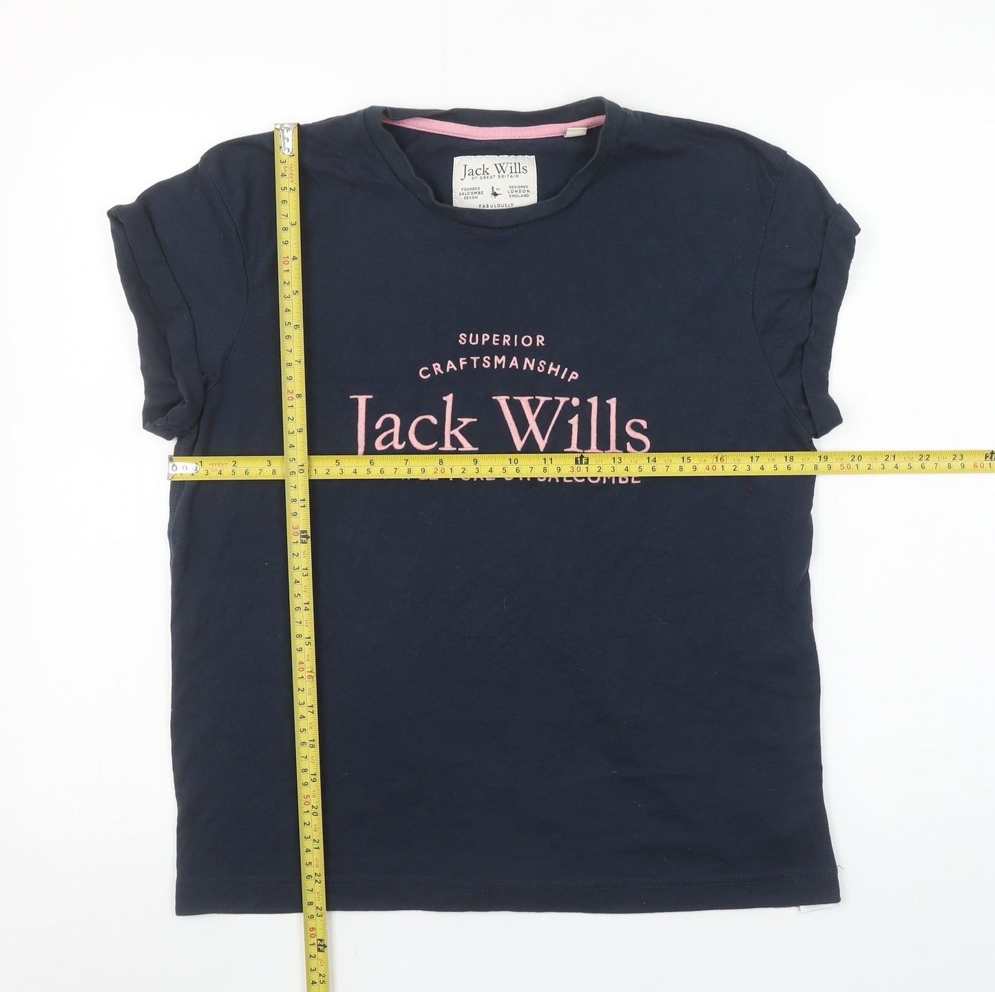Jack Wills Women’s Blue Cotton Short Sleeve Crew Neck T-Shirt UK 10
