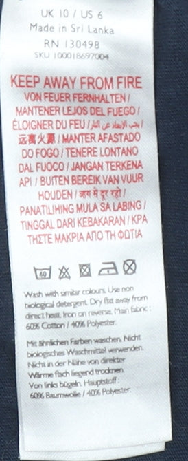 Jack Wills Women’s Blue Cotton Short Sleeve Crew Neck T-Shirt UK 10