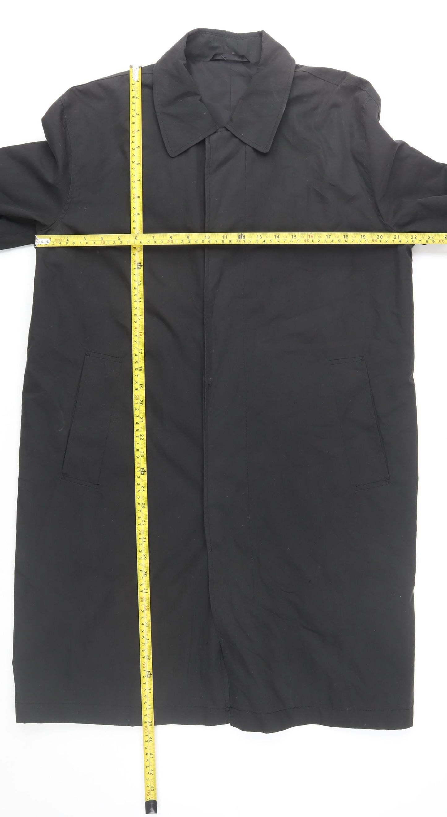 Mens UK Size S Dehavilland Black Overcoat