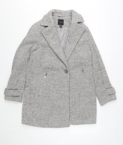 Womens UK Size 14 New Look Grey Overcoat