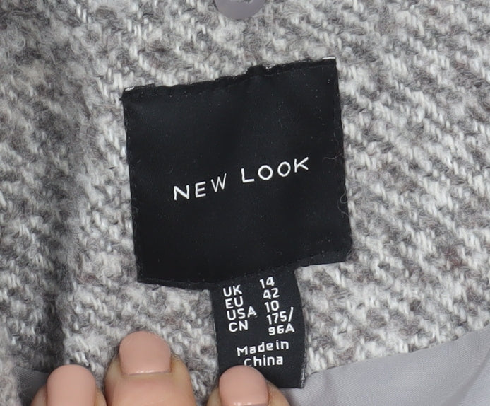 Womens UK Size 14 New Look Grey Overcoat