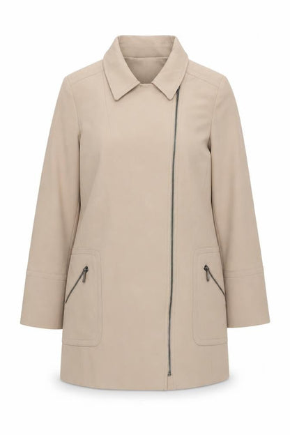 Jasper Conran Women’s Beige Zip Front Mid-Length Coat Size 18