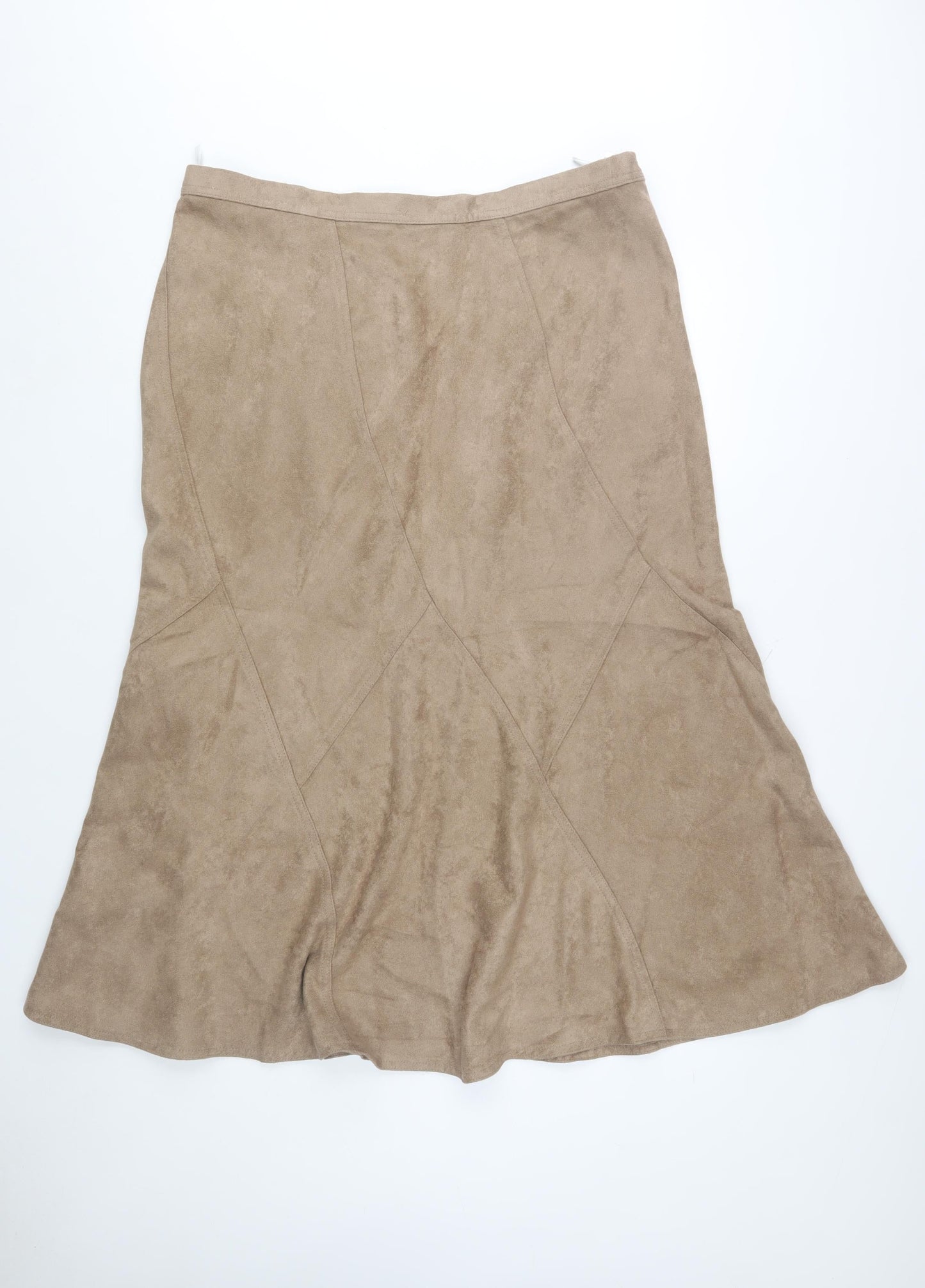Marks and Spencer Womens Beige A-Line Long Suede Skirt UK 20