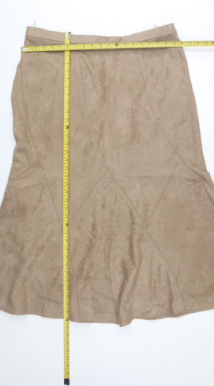 Marks and Spencer Womens Beige A-Line Long Suede Skirt UK 20