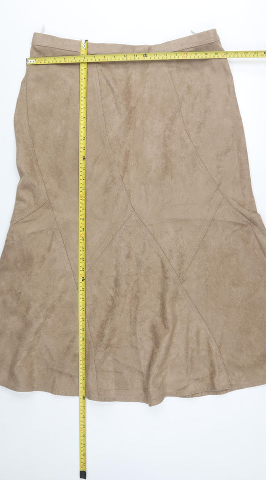 Marks and Spencer Womens Beige A-Line Long Suede Skirt UK 20