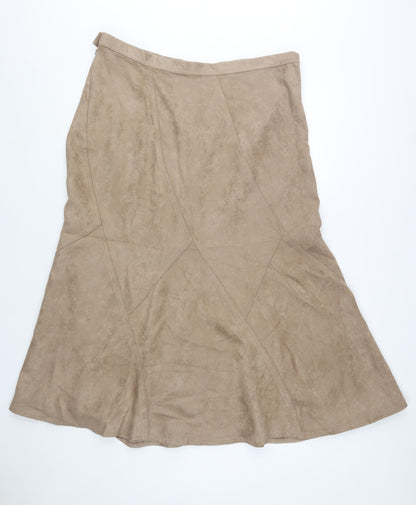 Marks and Spencer Womens Beige A-Line Long Suede Skirt UK 20