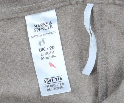 Marks and Spencer Womens Beige A-Line Long Suede Skirt UK 20