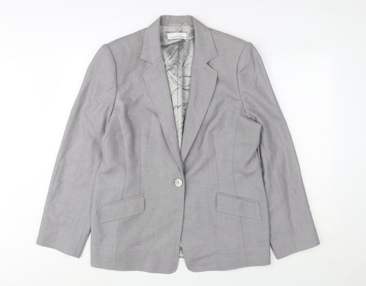 Country Casuals Women's Grey Wool Blend Single-Breasted Blazer Size 18