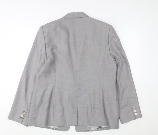 Country Casuals Women's Grey Wool Blend Single-Breasted Blazer Size 18