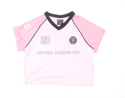 Bershka Women Pink Cropped Inter Miami T-Shirt Size 12