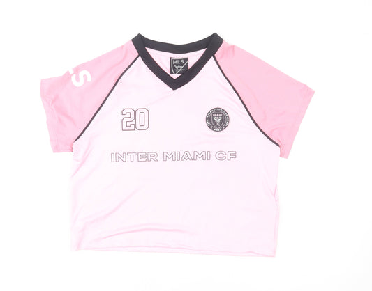 Bershka Women Pink Cropped Inter Miami T-Shirt Size 12
