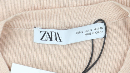 Womens UK Size 8 Zara Beige Basic Blouse