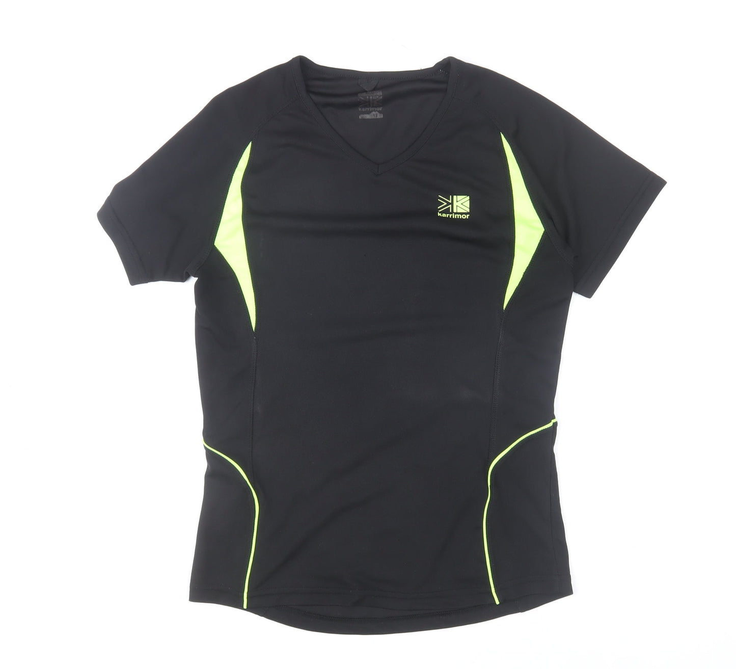 Karrimor Womens Black Running T-Shirt Size 12 V-Neck Quick Dry Top
