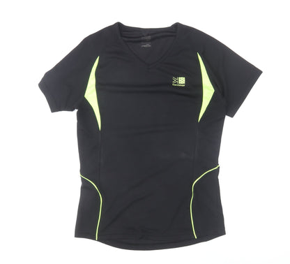 Karrimor Womens Black Running T-Shirt Size 12 V-Neck Quick Dry Top