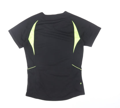 Karrimor Womens Black Running T-Shirt Size 12 V-Neck Quick Dry Top