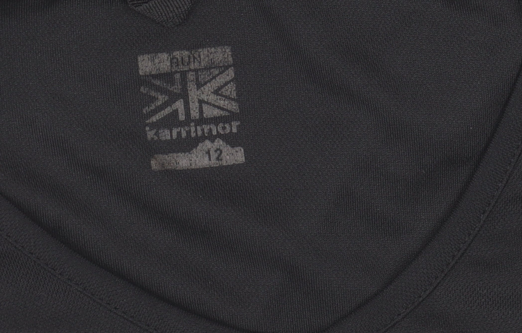 Karrimor Womens Black Running T-Shirt Size 12 V-Neck Quick Dry Top