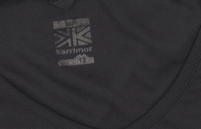 Karrimor Womens Black Running T-Shirt Size 12 V-Neck Quick Dry Top