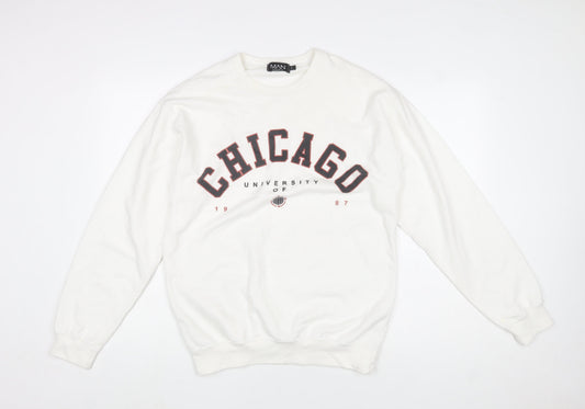 Mens UK Size S boohooMAN White Pullover Sweatshirt