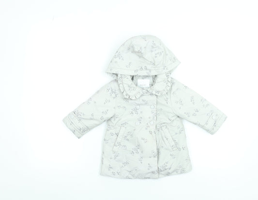 Next Unisex Baby Ivory Butterfly Hooded Puffer Coat 6-9 Months