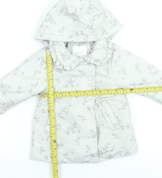 Next Unisex Baby Ivory Butterfly Hooded Puffer Coat 6-9 Months