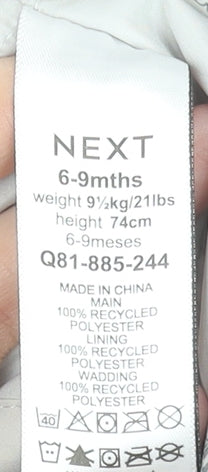 Next Unisex Baby Ivory Butterfly Hooded Puffer Coat 6-9 Months