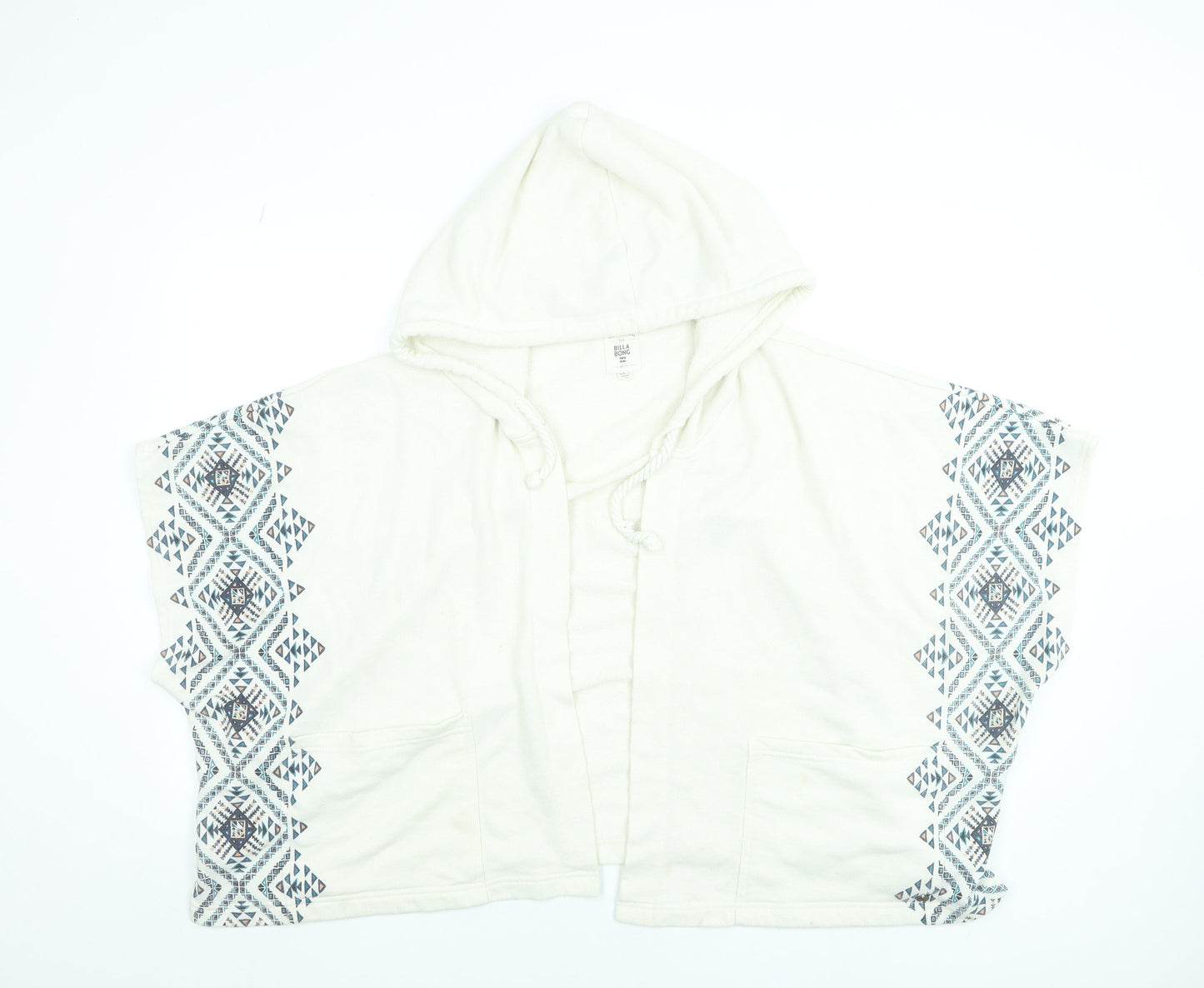 Billabong Women's Ivory Boho Hooded Cape Jumper Size M