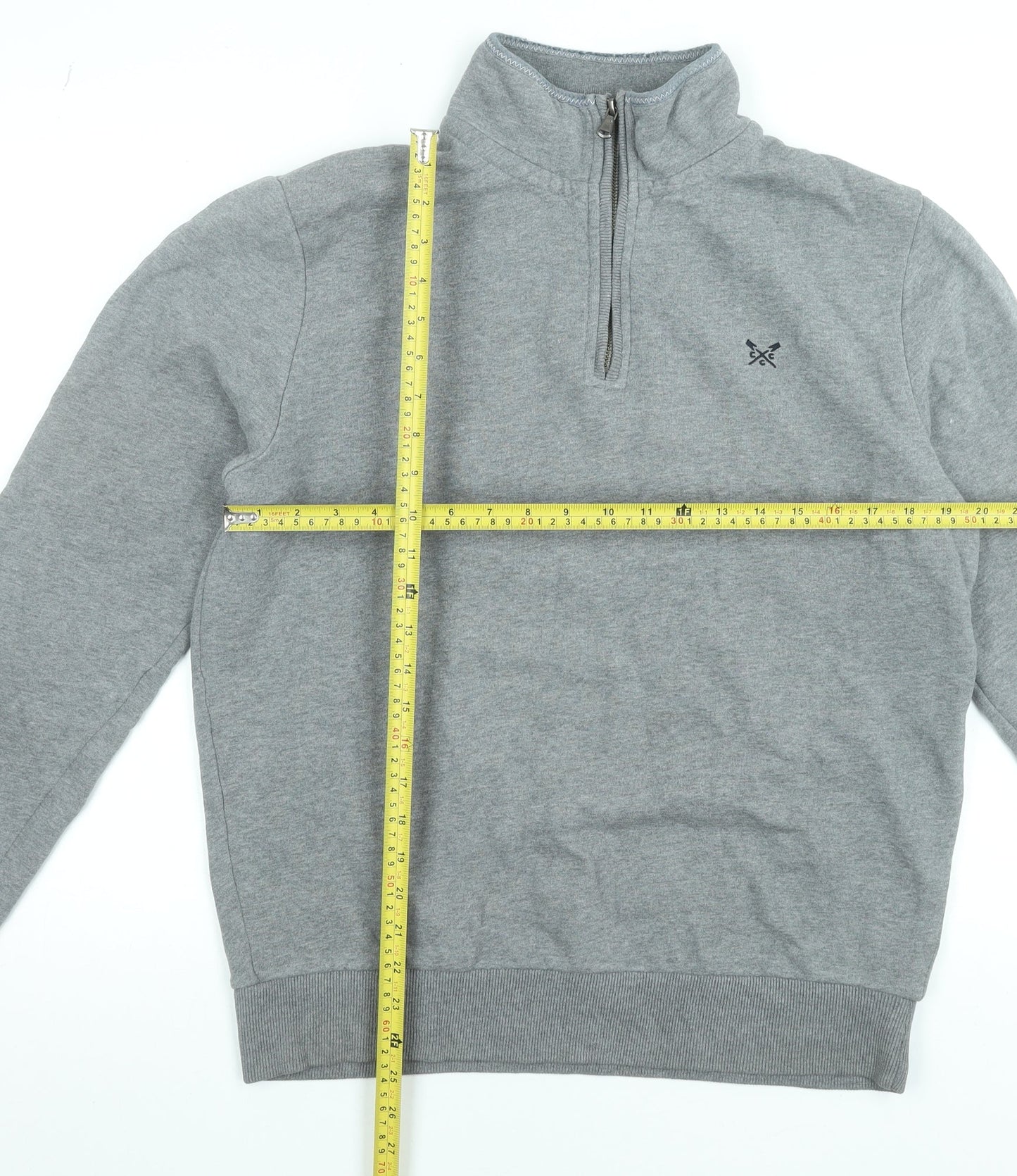 Mens UK Size S Crew Clothing Company Grey 1/4 Zip Sweatshirt