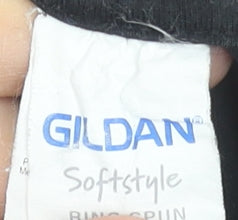 Mens UK Size L Gildan Black  T-Shirt