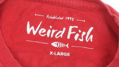 Weird Fish Men's Red Rugby 2022 Graphic Print XL Cotton T-Shirt