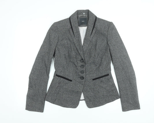 Next Women's Grey Herringbone Tailored Blazer Size 6 Workwear Jacket