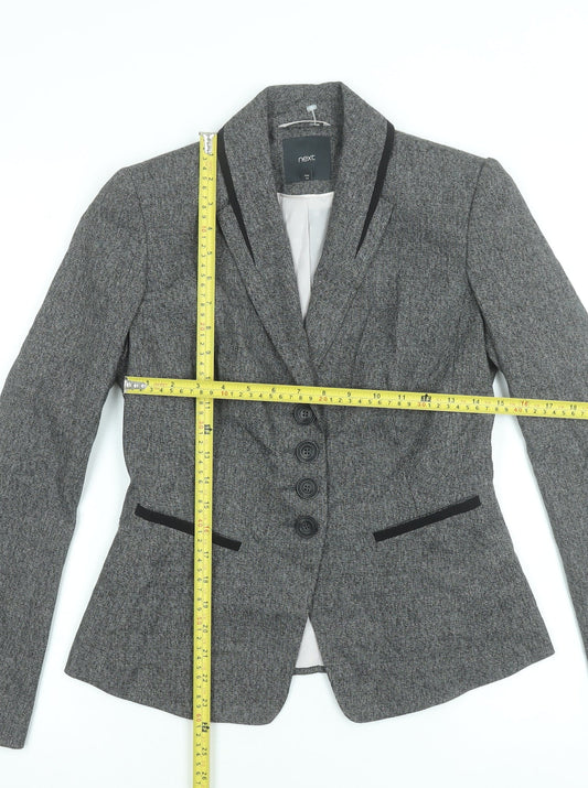 Next Women's Grey Herringbone Tailored Blazer Size 6 Workwear Jacket