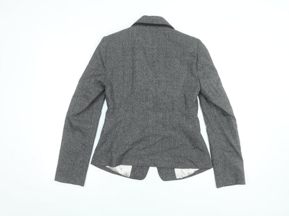 Next Women's Grey Herringbone Tailored Blazer Size 6 Workwear Jacket