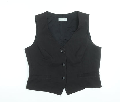 Wallis Women's Black Pinstripe Suit Waistcoat Size 18 V-Neck Lined