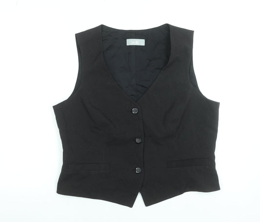 Wallis Women's Black Pinstripe Suit Waistcoat Size 18 V-Neck Lined