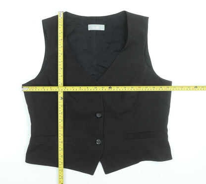 Wallis Women's Black Pinstripe Suit Waistcoat Size 18 V-Neck Lined