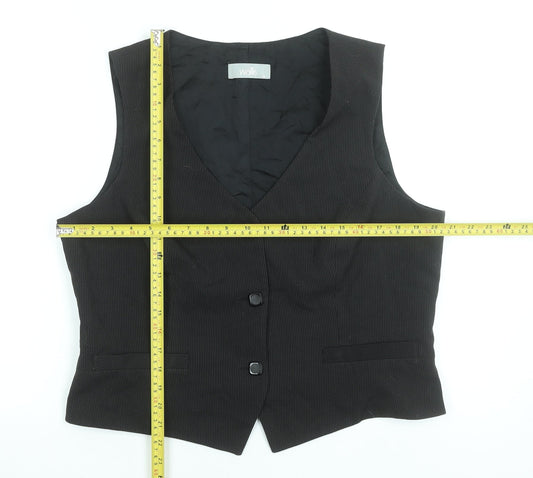 Wallis Women's Black Pinstripe Suit Waistcoat Size 18 V-Neck Lined