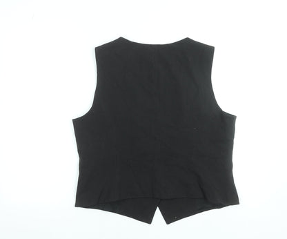 Wallis Women's Black Pinstripe Suit Waistcoat Size 18 V-Neck Lined