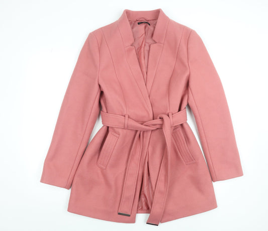 F&F Women’s Pink Belted Mid-Length Coat Size 16 Wool Blend