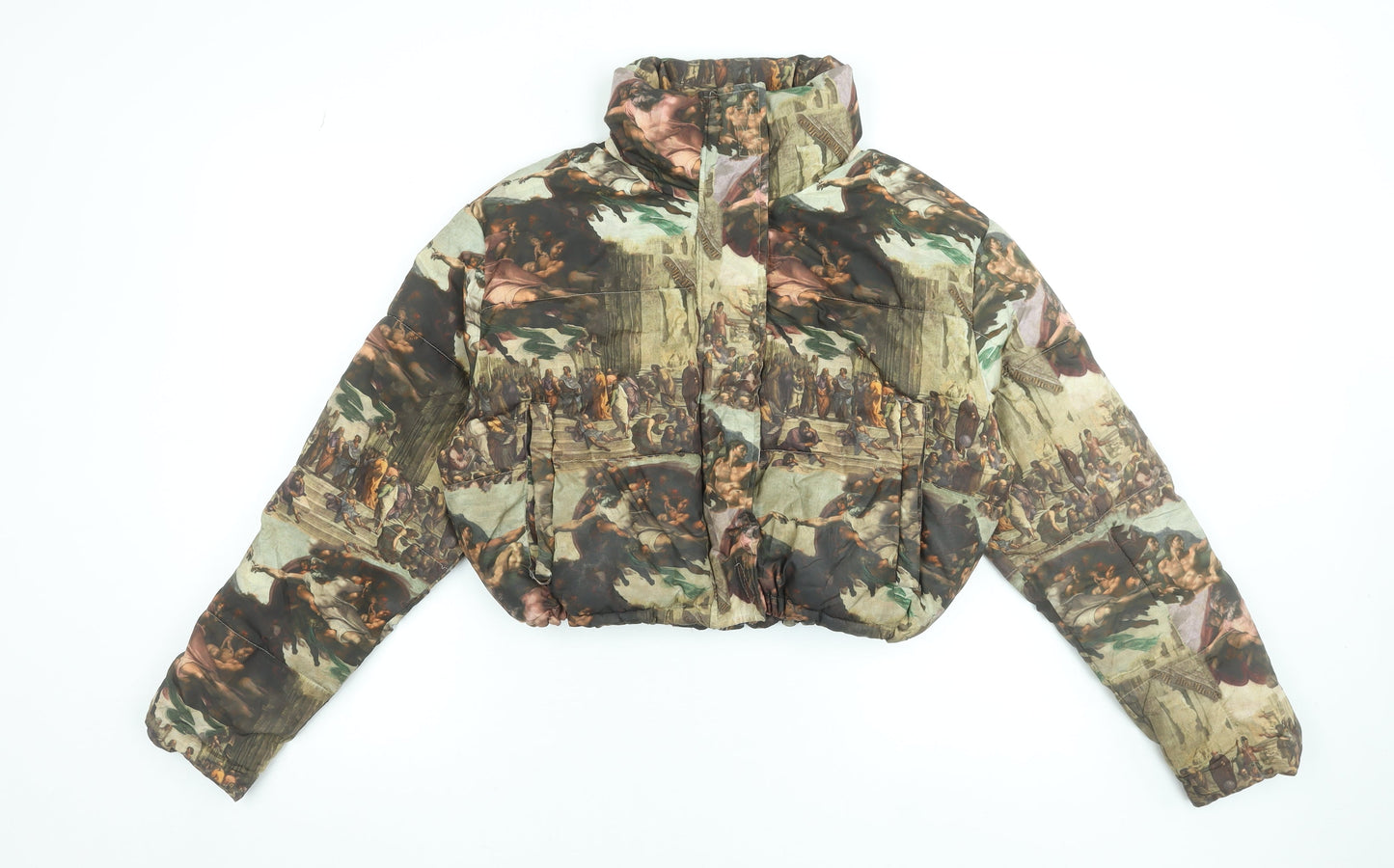 Missguided Womens Multicoloured Cropped Puffer Jacket Size 6