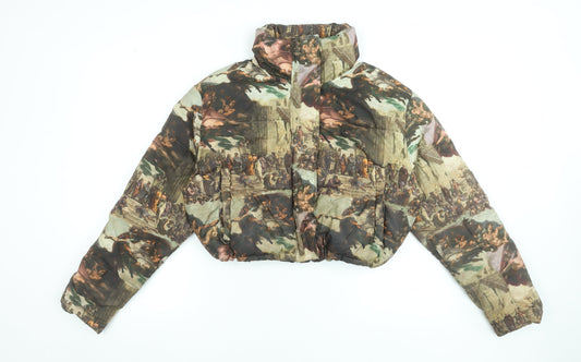 Missguided Womens Multicoloured Cropped Puffer Jacket Size 6